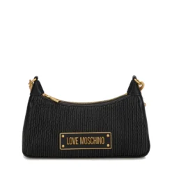 Hobo Bag con Tracolla LOVE MOSCHINO in Nappa Pleated Nera