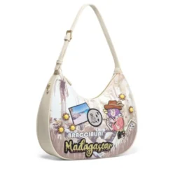Hobo Bag Donna BRACCIALINI linea Cartoline stampa Madagascar