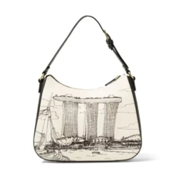 Hobo Bag Donna con Tracolla BRACCIALINI linea Cartoline stampa Singapore