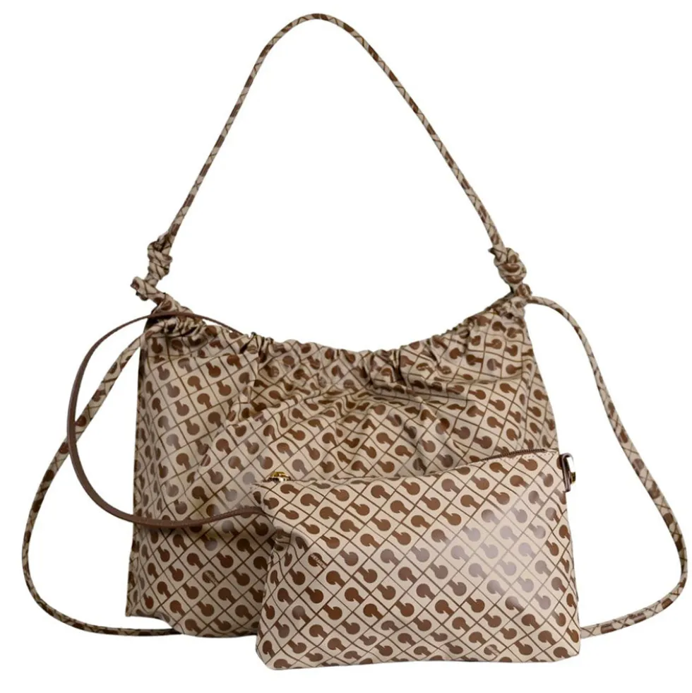 Hobo Bag Donna GHERARDINI in Tessuto Softy colore Tabacco - Burro