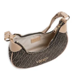 Hobo Bag Donna Small LIU JO in Tessuto Jacquard Testa di Moro con Logo All Over