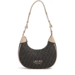 Hobo Bag Donna Small LIU JO in Tessuto Jacquard Testa di Moro con Logo All Over