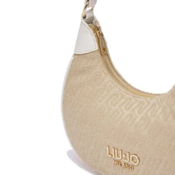 Hobo Bag Donna Small LIU JO in Tessuto Jacquard Beige con Logo All Over