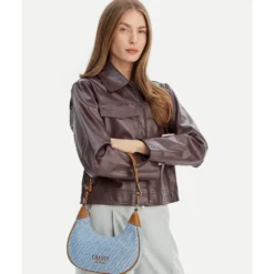 Hobo Bag Donna Small LIU JO in Tessuto Jacquard Beige con Logo All Over
