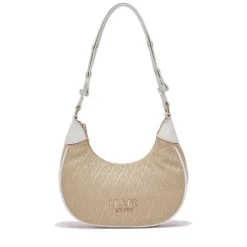 Hobo Bag Donna Small LIU JO in Tessuto Jacquard Beige con Logo All Over