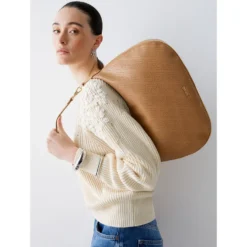 Hobo Bag Large con Tracolla LIU JO color Mocha con Logo Laserato Monogram