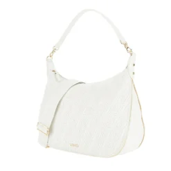 Hobo Bag Large con Tracolla LIU JO color Crema con Logo Laserato Monogram