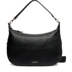 Hobo Bag Large con Tracolla LIU JO Nera con Logo Laserato Monogram