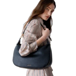 Hobo Bag Large con Tracolla LIU JO Nera con Logo Laserato Monogram