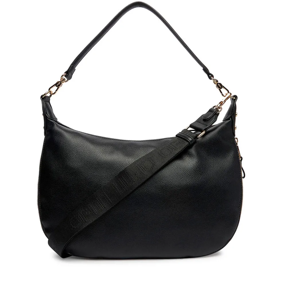 Hobo Bag Large con Tracolla LIU JO Nera con Logo Laserato Monogram
