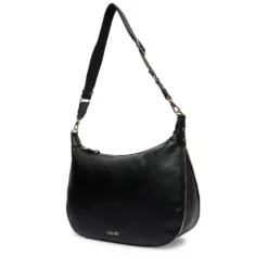 Hobo Bag Large con Tracolla LIU JO Nera con Logo Laserato Monogram