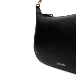 Hobo Bag Large con Tracolla LIU JO Nera con Logo Laserato Monogram