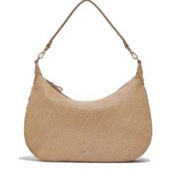 Hobo Bag Large con Tracolla LIU JO color Cammello con Logo Laserato Monogram