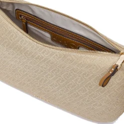 Hobo Bag Media con Tracolla LIU JO in Tessuto Jacquard Beige con Logo All Over