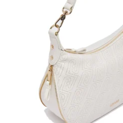 Hobo Bag Media con Tracolla LIU JO color Crema con Logo Laserato Monogram