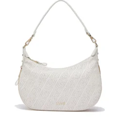 Hobo Bag Media con Tracolla LIU JO color Crema con Logo Laserato Monogram