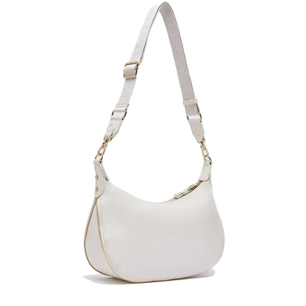 Hobo Bag Media con Tracolla LIU JO color Crema con Logo Laserato Monogram