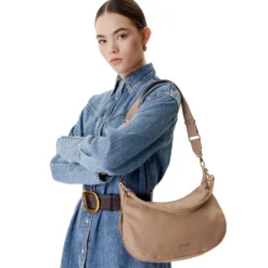 Hobo Bag Media con Tracolla LIU JO Marrone con Logo Laserato Monogram