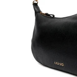 Hobo Bag Media con Tracolla LIU JO Nera con Logo Laserato Monogram