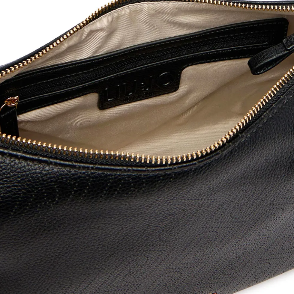 Hobo Bag Media con Tracolla LIU JO Nera con Logo Laserato Monogram