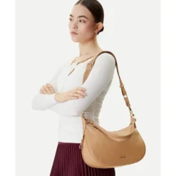 Hobo Bag Media con Tracolla LIU JO color Cammello con Logo Laserato Monogram