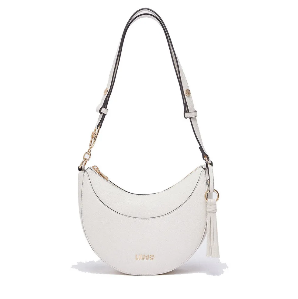 Hobo Bag Media Donna LIU JO stampa Bottalata color Panna con Charm
