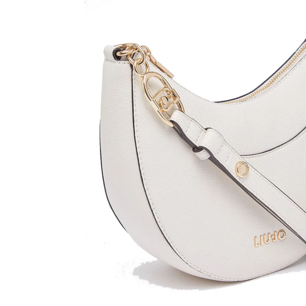Hobo Bag Media Donna LIU JO stampa Bottalata color Panna con Charm