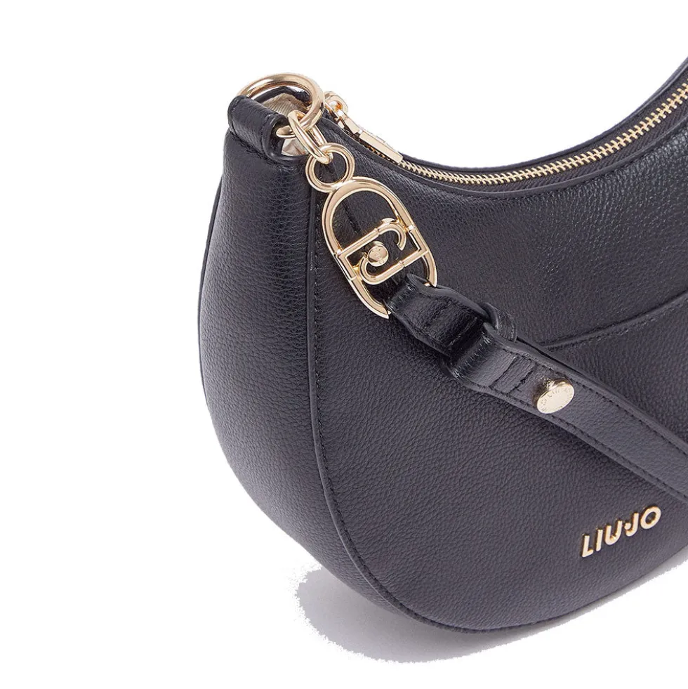 Hobo Bag Media Donna LIU JO stampa Bottalata Nera con Charm