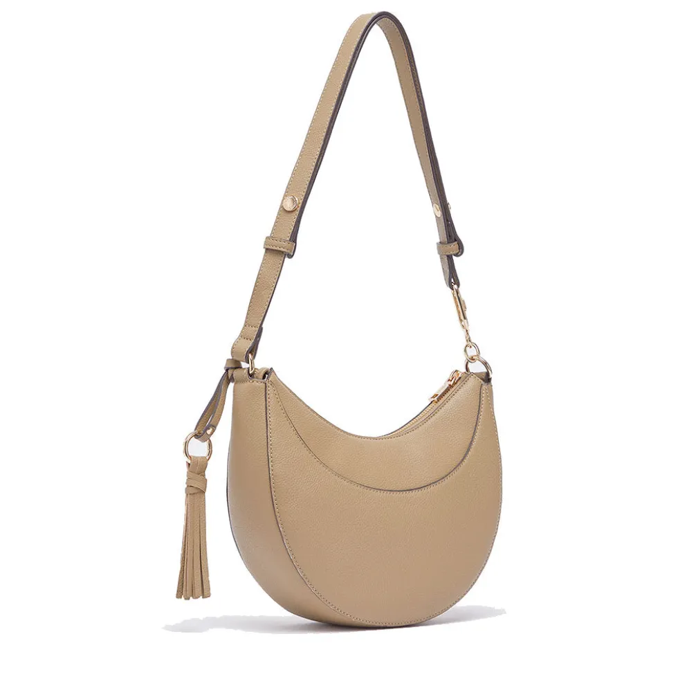 Hobo Bag Media Donna LIU JO stampa Bottalata color Fango con Charm