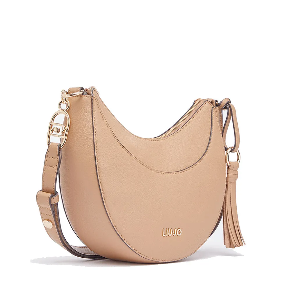 Hobo Bag Media Donna LIU JO stampa Bottalata color Cammello con Charm