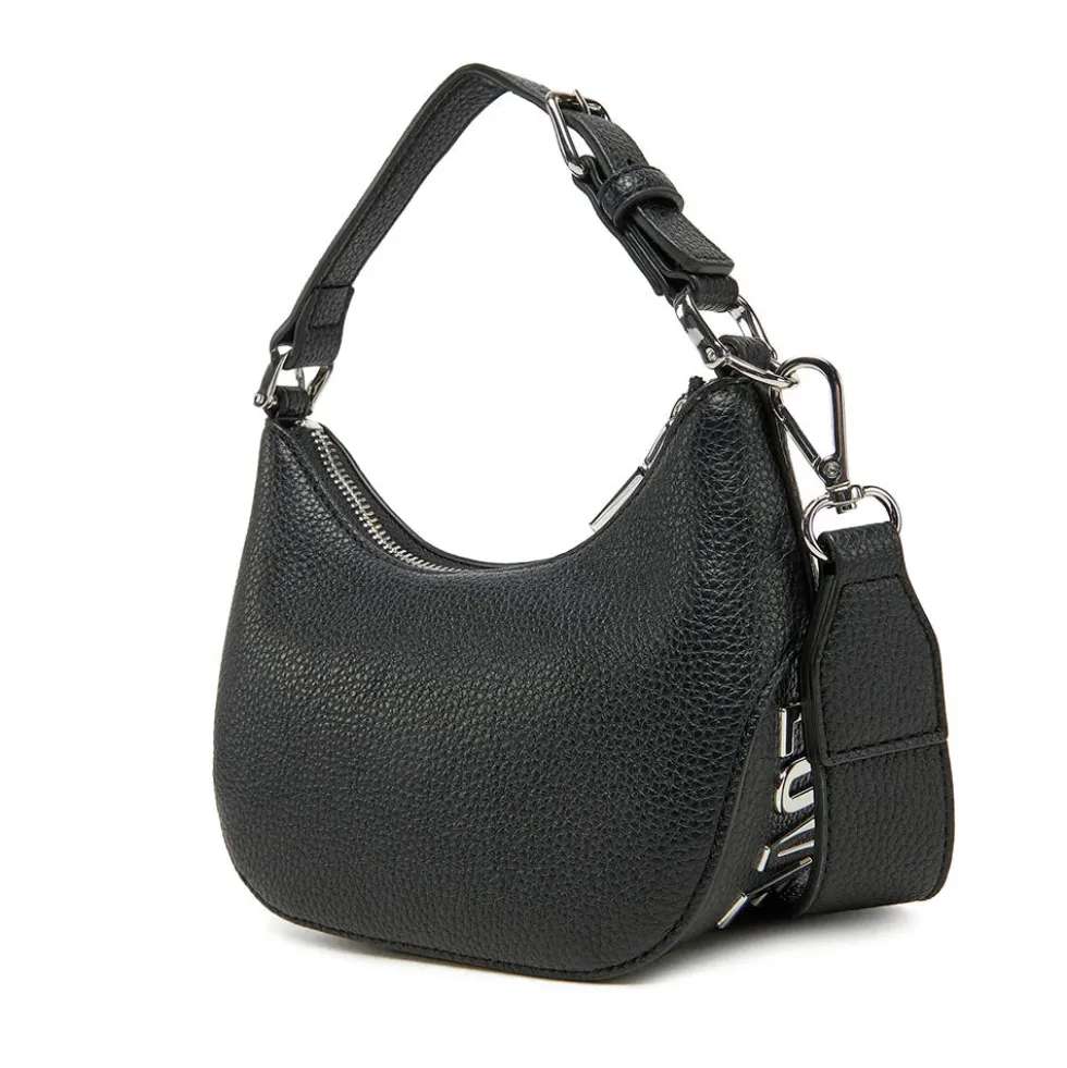 Hobo Bag Mini LOVE MOSCHINO linea Giant Logo colore Nero e Nikel