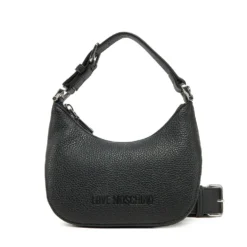 Hobo Bag Mini LOVE MOSCHINO linea Giant Logo colore Nero e Nikel