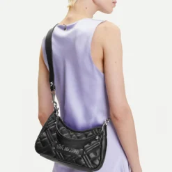 Hobo Bag Trapuntata LOVE MOSCHINO linea Quilted colore Nero e Nikel