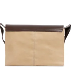 Messenger Uomo THE BRIDGE linea Igor in Tessuto Cerato Beige e Pelle Testa di Moro