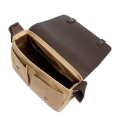 Messenger Uomo THE BRIDGE linea Igor in Tessuto Cerato Beige e Pelle Testa di Moro