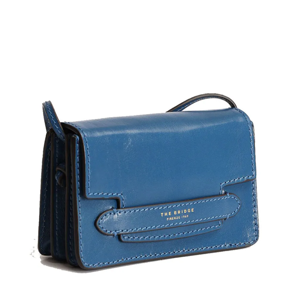 Mini Bag a Tracolla THE BRIDGE in Pelle Blu Jeans linea Lucrezia