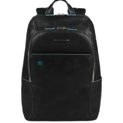 PIQUADRO Zaino Porta Pc 14" Linea Blue Square in Pelle Nera - CA3214B2
