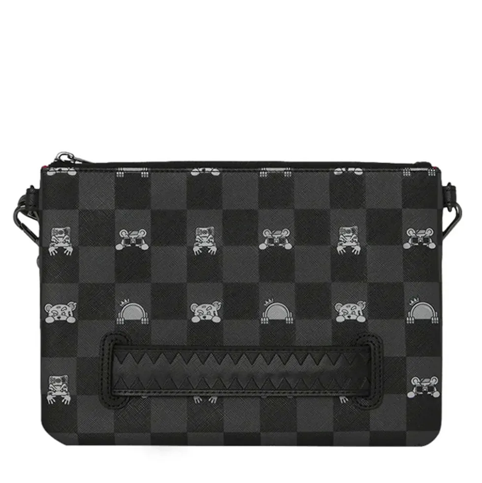 Pochette con Tracolla SPRAYGROUND stampa Gray Peeking Character Check