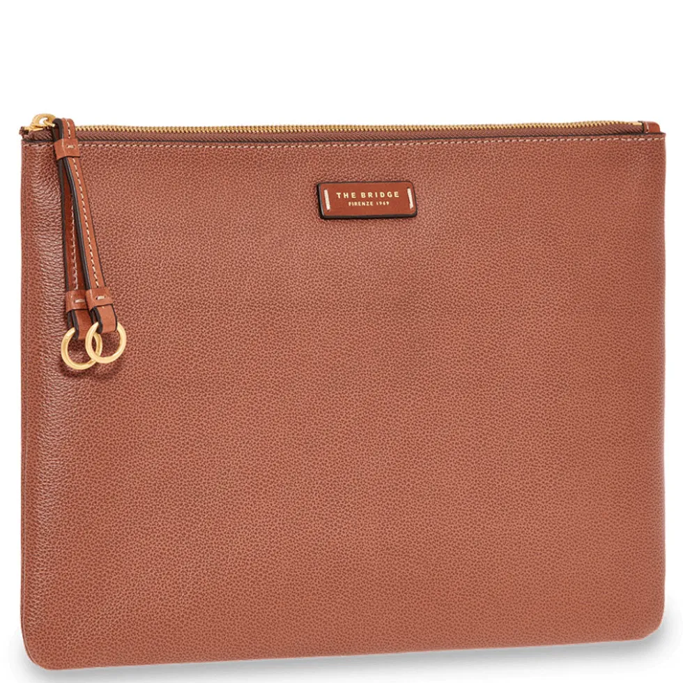 Pochette Porta Tablet THE BRIDGE linea Carlotta in Pelle Marrone