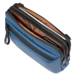 Pochette Uomo Piquadro in Tessuto colore Avio con Tracolla Linea Corner - AC6492C2OW