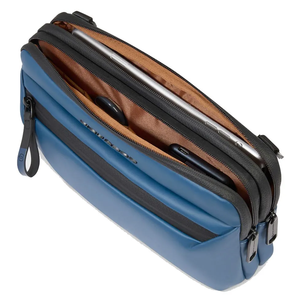 Pochette Uomo Piquadro in Tessuto colore Avio con Tracolla Linea Corner - AC6492C2OW