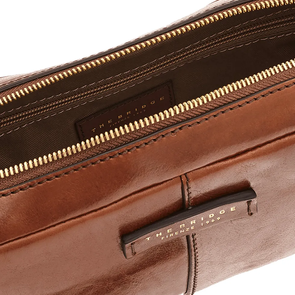 Pochette Uomo THE BRIDGE linea Vespucci in Pelle Marrone