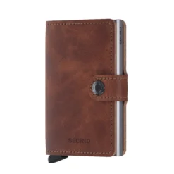 Porta Carte con Clip SECRID linea Vintage in Pelle Marrone con RFID