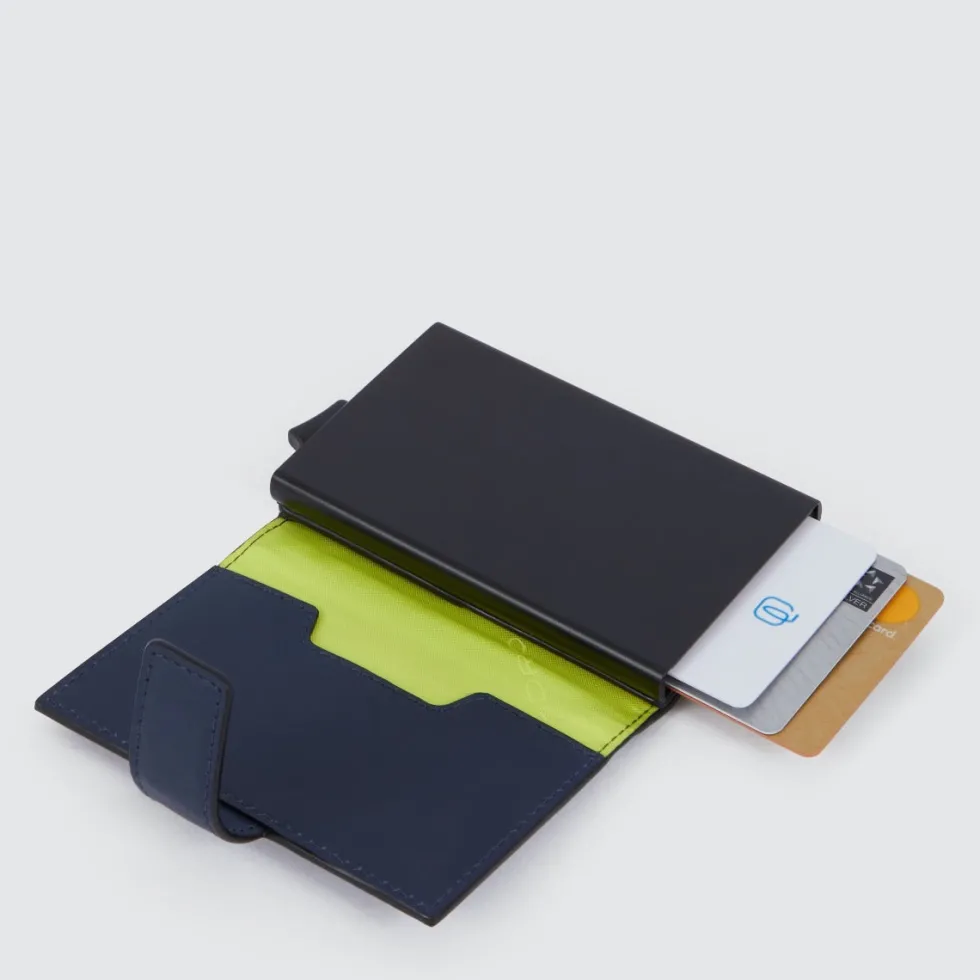 Porta carte di credito in metallo PIQUADRO in Pelle Blu PP5649W122R