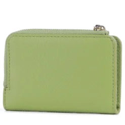 Portacarte Mini COCCINELLE in Pelle Linea Metallic Soft colore Guacamole