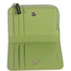 Portacarte Mini COCCINELLE in Pelle Linea Metallic Soft colore Guacamole