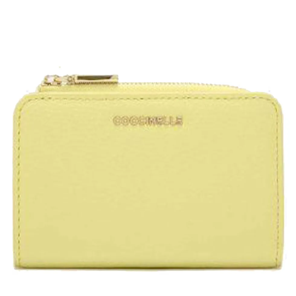 Portacarte Piccolo con Doppio Scomparto COCCINELLE in Pelle Linea Metallic Soft colore Lime Wash