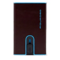 Portacarte PIQUADRO in Pelle e Alluminio con RFID Colore Mogano Linea Blue Square - PP4891B2BLR