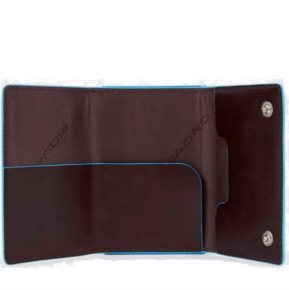 Portacarte PIQUADRO in Pelle e Alluminio con RFID Colore Mogano Linea Blue Square - PP4891B2BLR