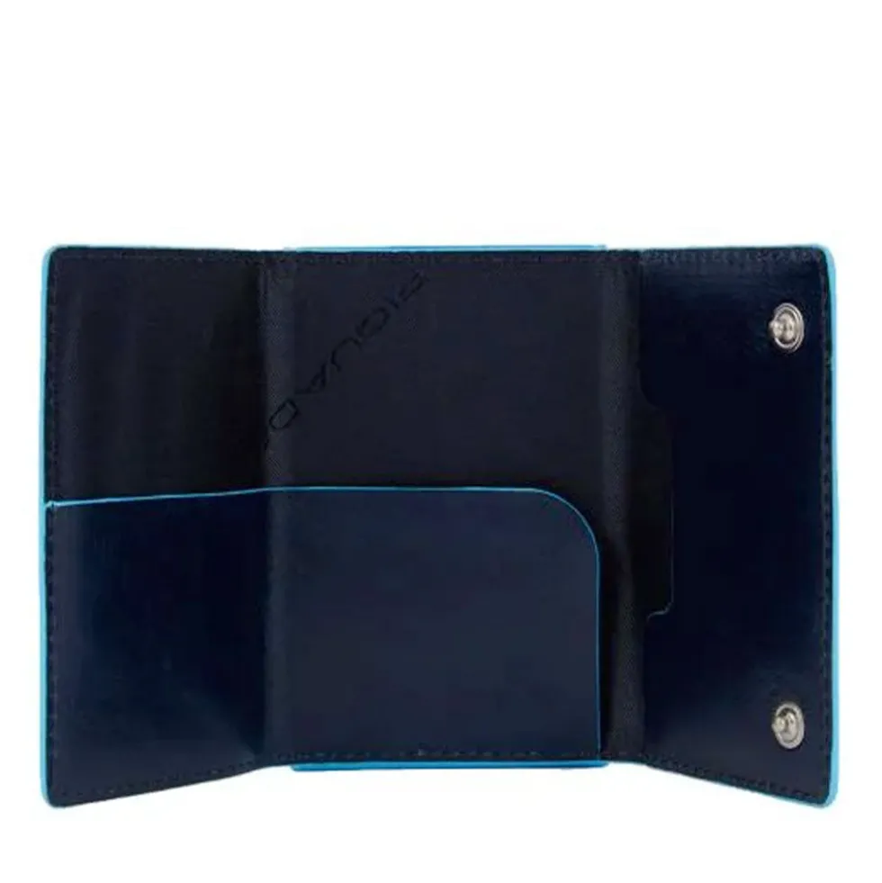 Portacarte PIQUADRO in Pelle e Alluminio con RFID Colore Blu Linea Blue Square - PP4891B2BLR